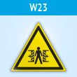 Знак W23 «Внимание! опасность зажима» (пластик, сторона 200 мм)